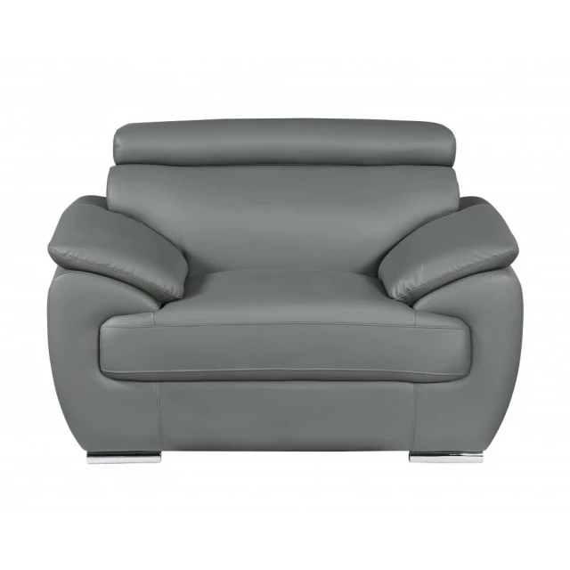 Grey captivating leather chair with armrests for comfort and style