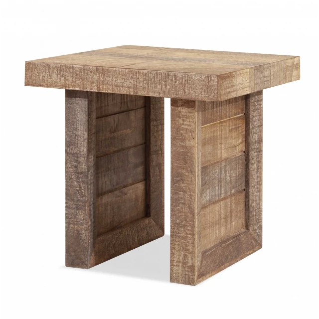 Brown solid wood end table with shelf suitable for outdoor and indoor use