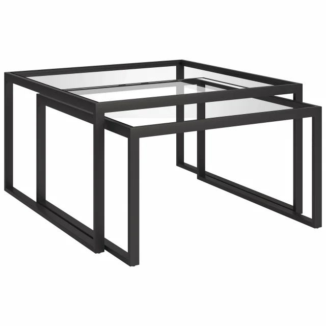 Glass steel square nested coffee tables set for modern living room furniture