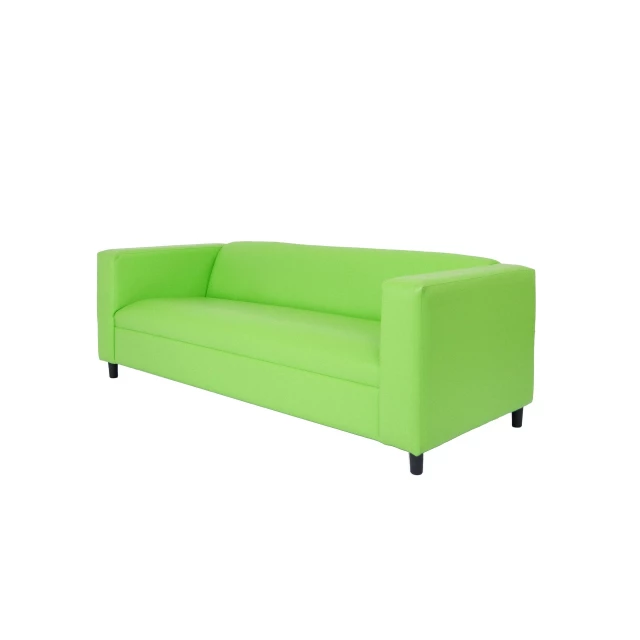 Green faux leather sofa with comfortable rectangle studio couch design suitable for outdoor use