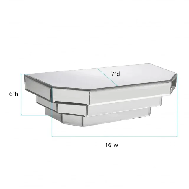 Contemporary Floating Mirrored Glass Stepped Shelf Contemporary Floating Mirrored Glass Stepped Shelf