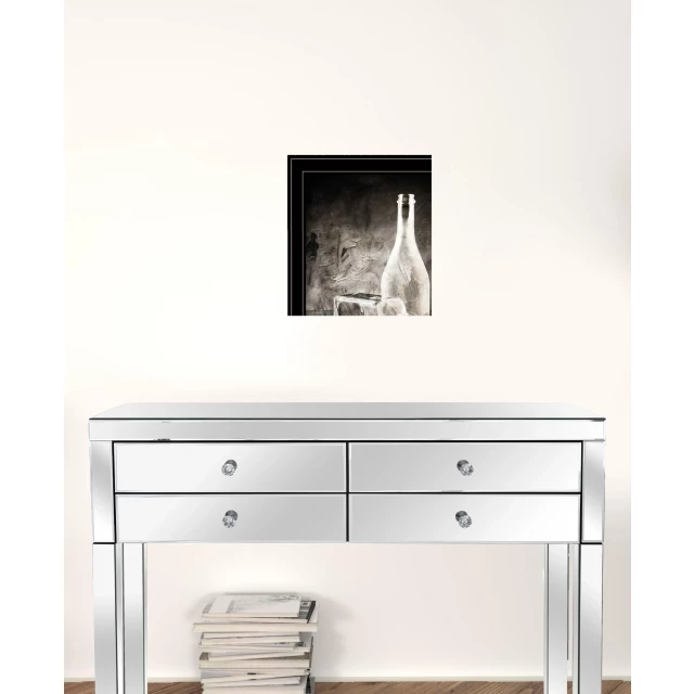 Black framed print of kitchen wall art with cabinetry and furniture theme