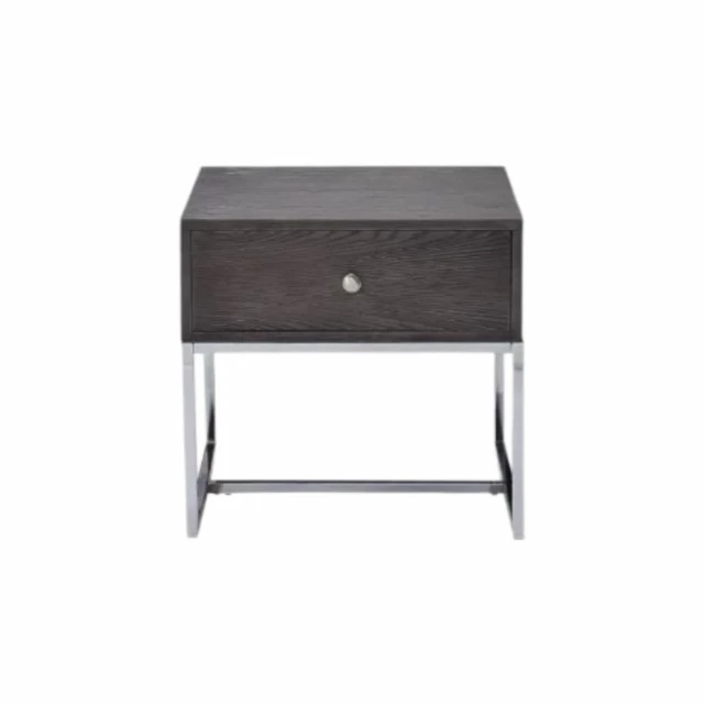 Manufactured wood rectangular end table with drawer in hardwood and plywood design