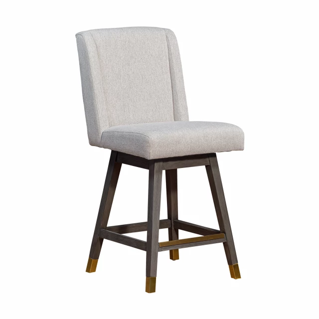 Gray solid wood swivel bar chair with armrest for comfort in natural material