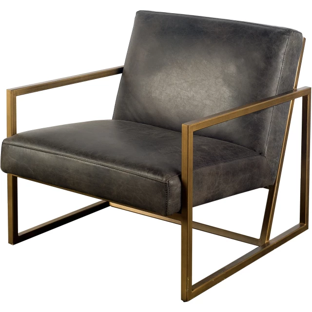 Seat accent chair with gold metal frame and comfortable wood composite material armrests