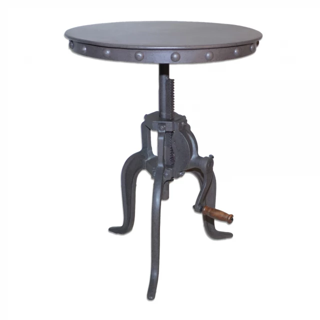 Industrial metal round end table in a modern design