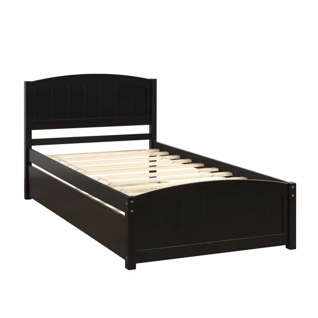 Espresso twin bed with trundle for space-saving bedroom furniture