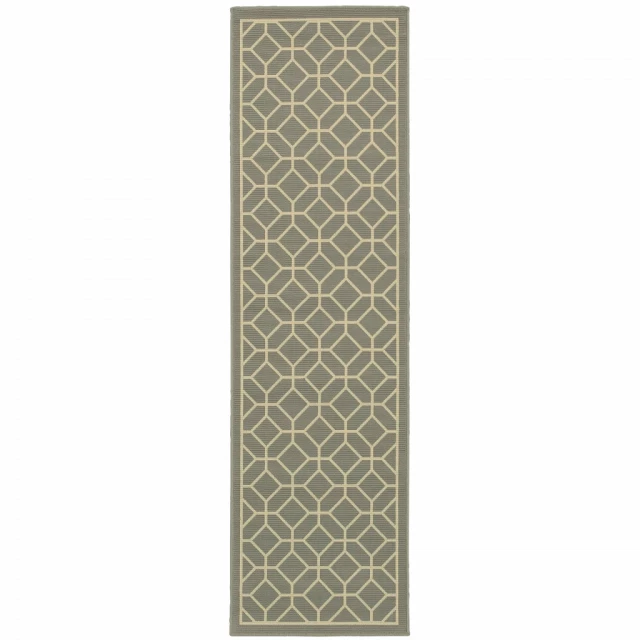 stain resistant indoor outdoor area rug with rectangle pattern and electric blue tints