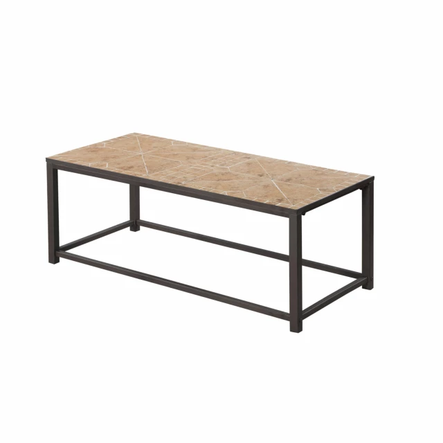 Brown rectangular coffee table made of hardwood for outdoor use