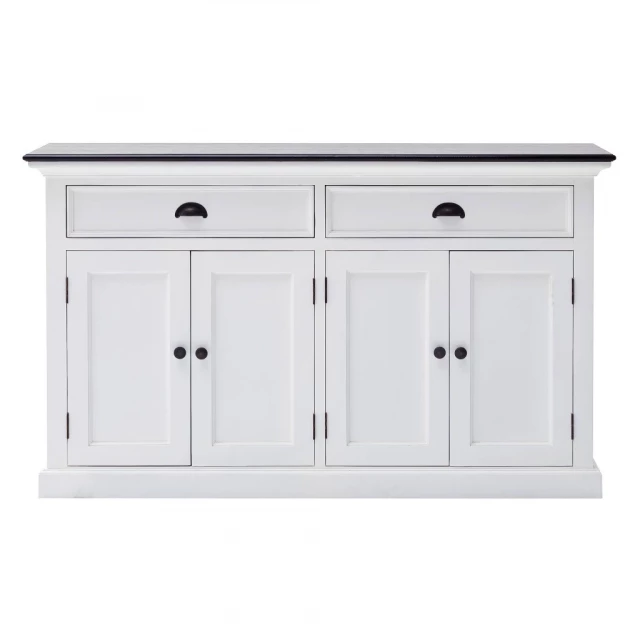 Modern farmhouse black white buffet server with cabinetry drawers and dresser design