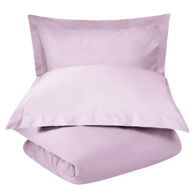 cotton thread count washable duvet cover with comfort features and purple throw pillow accents