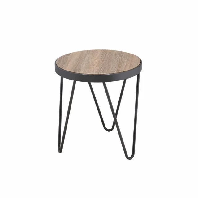 Brown solid wood round end table perfect for outdoor and indoor use