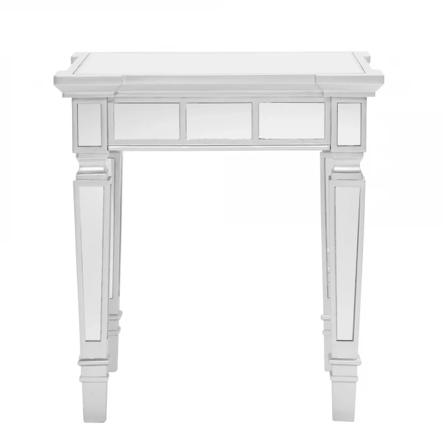 Manufactured wood square mirrored end table in a modern style suitable for indoor use
