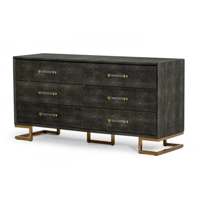 elegant leather gold six drawer double dresser for bedroom storage
