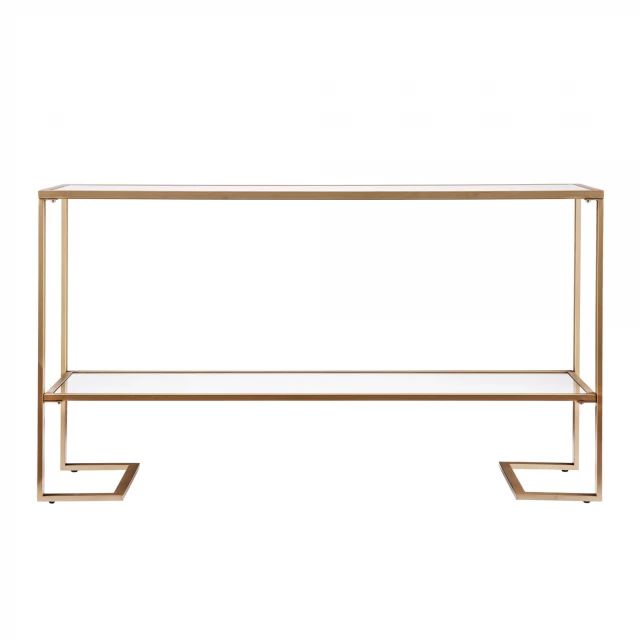 glass mirrored frame console table storage with rectangular metal design