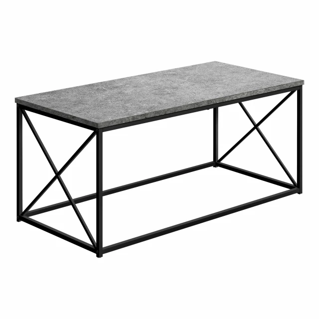 Grey rectangular coffee table with plywood finish for outdoor use