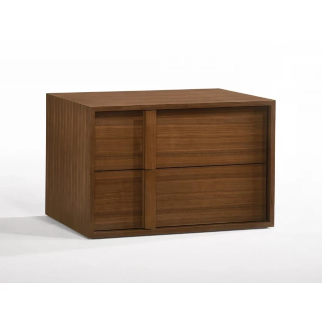 Modern walnut nightstand with integrated drawers and hardwood finish