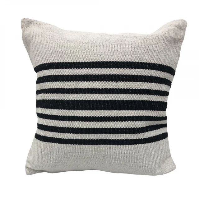 Black and white striped cotton zippered throw pillow with a comfortable rectangle pattern