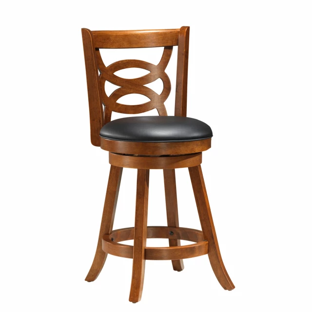 Black brown solid wood bar chairs with natural material and wood stain finish