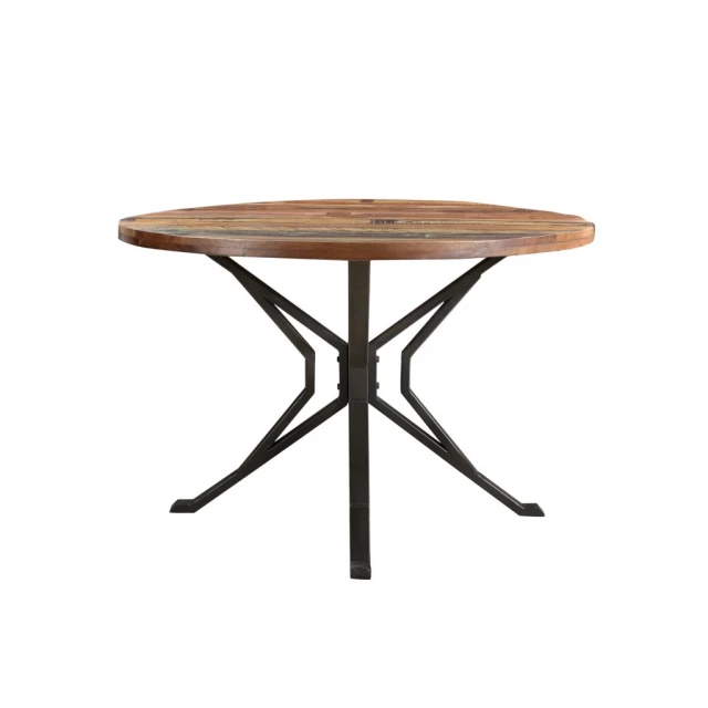 Black solid wood metal dining table with rectangle wood stain finish