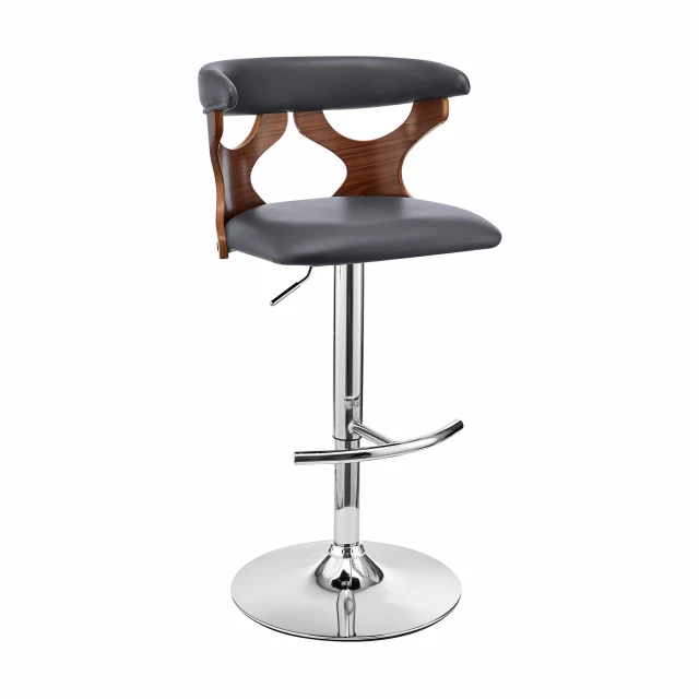 Iron swivel adjustable height bar chair with art glass and metal design