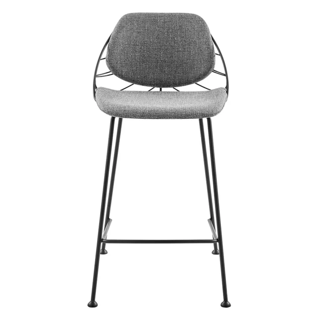 Low back counter height bar chairs with metal sketch art illustration in monochrome