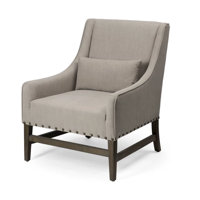 High back accent chair with wooden frame and comfortable armrest suitable for outdoor use