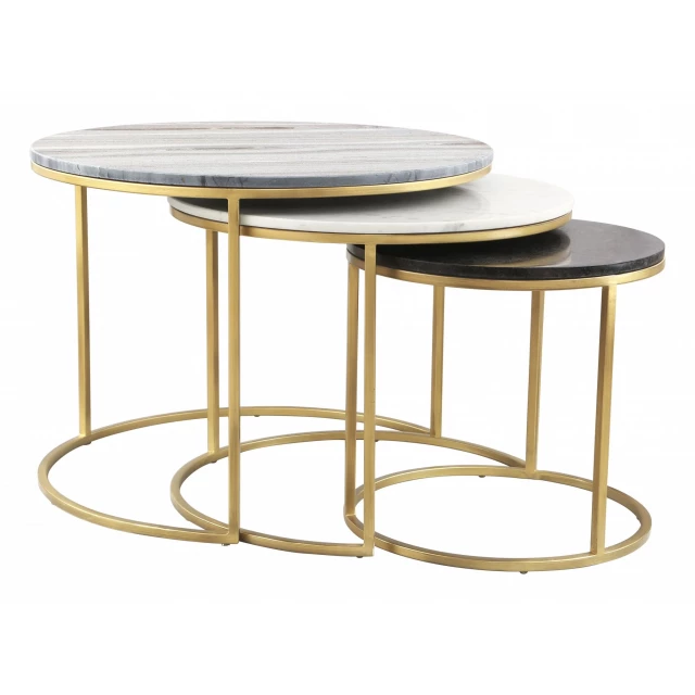 Marble and steel round nested coffee tables for modern outdoor furniture decor