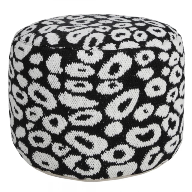 Black cotton blend ottoman with patterned design in online shop product image