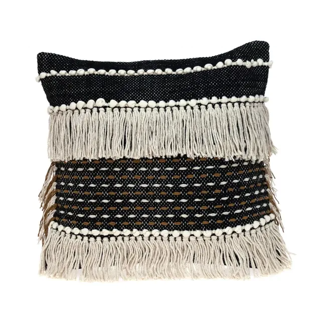 Black And Ivory Textured Throw Pillow Black And Ivory Textured Throw Pillow