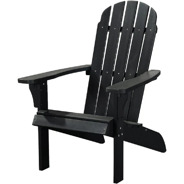 black heavy duty plastic Adirondack chair for outdoor patio seating