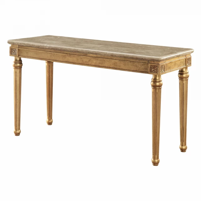 Marble antique gold wood sofa table with hardwood and wood stain finish