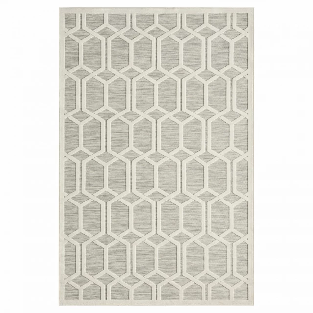 stain resistant indoor outdoor area rug with rectangle pattern and symmetrical design