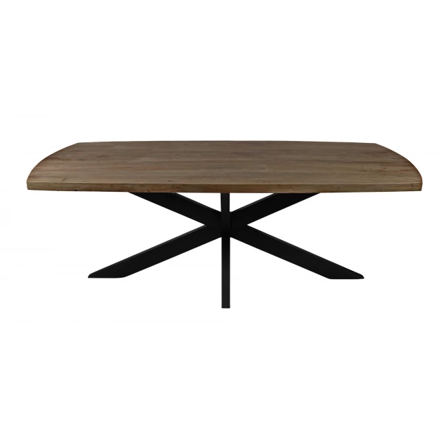 Black solid wood iron dining table with symmetrical design and rectangle shape