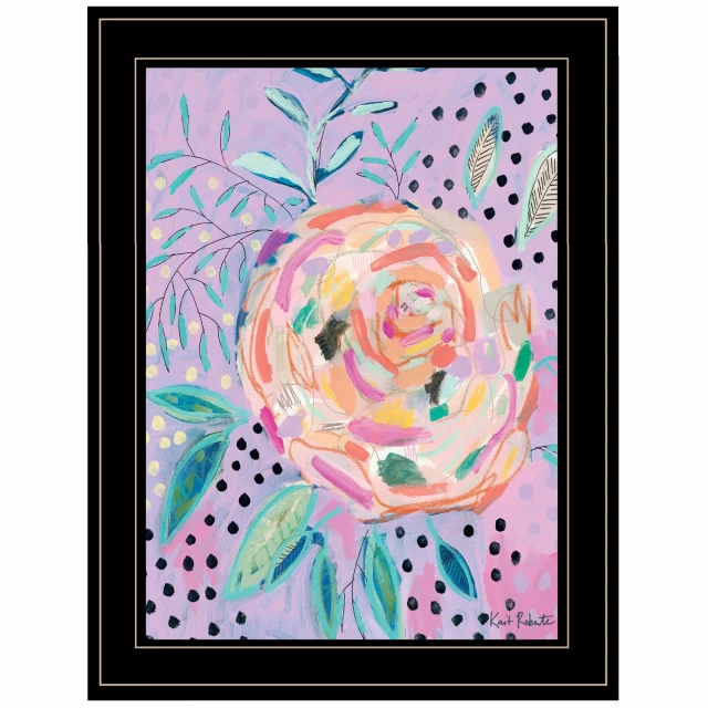 Chaos black framed print wall art with abstract floral design and creative paint elements
