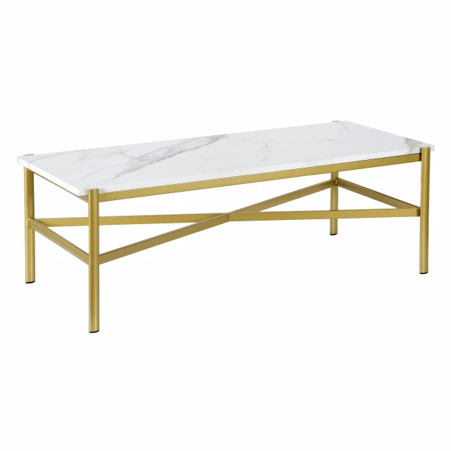 Gold faux marble steel coffee table in a modern outdoor setting