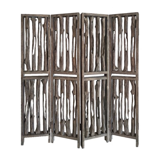weathered brown wood wrightwood screen with artistic rectangle design for home decor