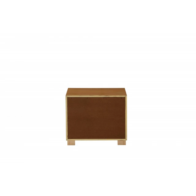 Natural MDF nightstand with beige wood stain and varnish finish
