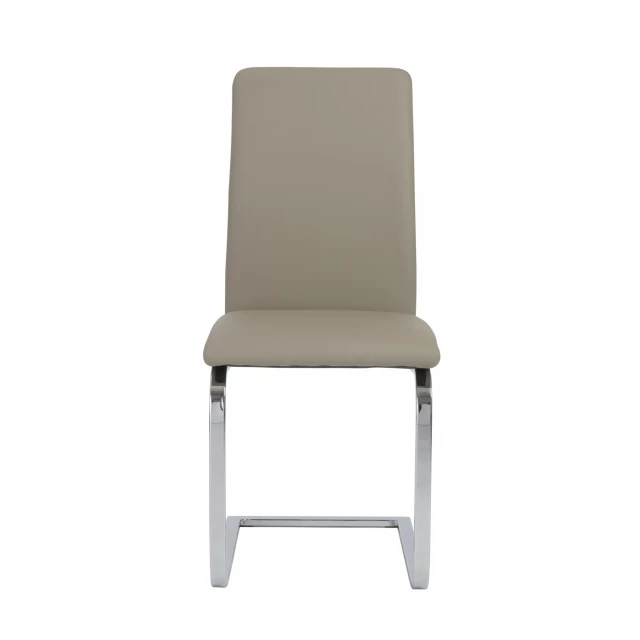 Mod light gray silver dining chairs with comfortable armrests and wood details