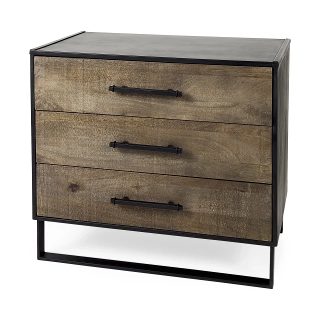 Modern rustic light brown wooden cabinet with drawers and cabinetry detail