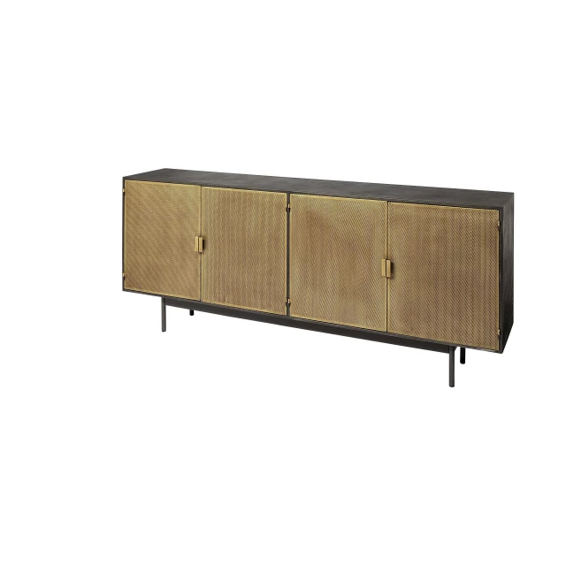 Mango wood finish sideboard cabinet with hardwood and wood stain details