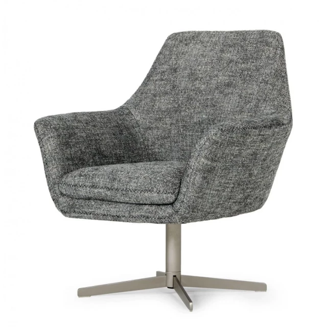 Industrial dark grey metal swivel chair with armrests and pattern design