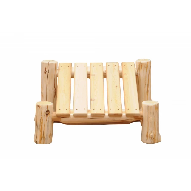 rustic natural cedar outdoor adirondack ottoman on a simple background