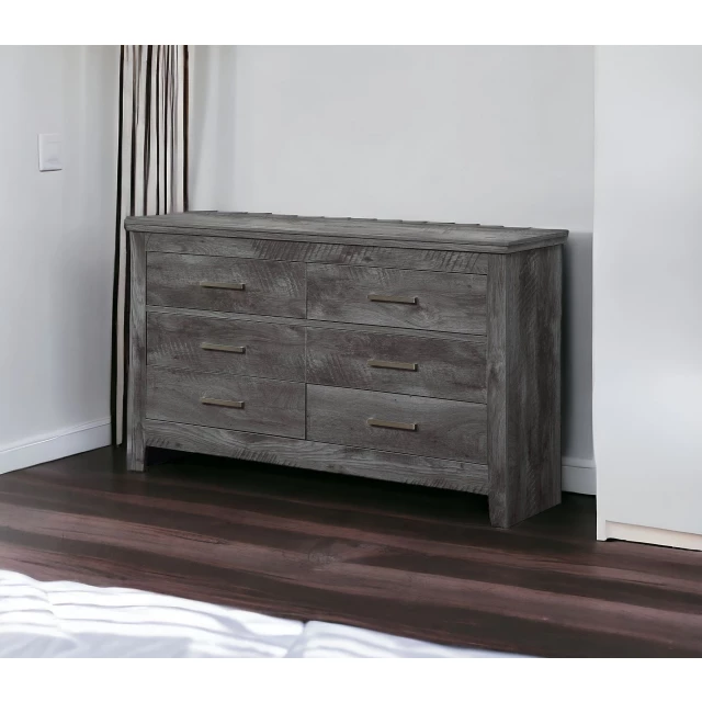 Solid wood six drawer double dresser in a clean design