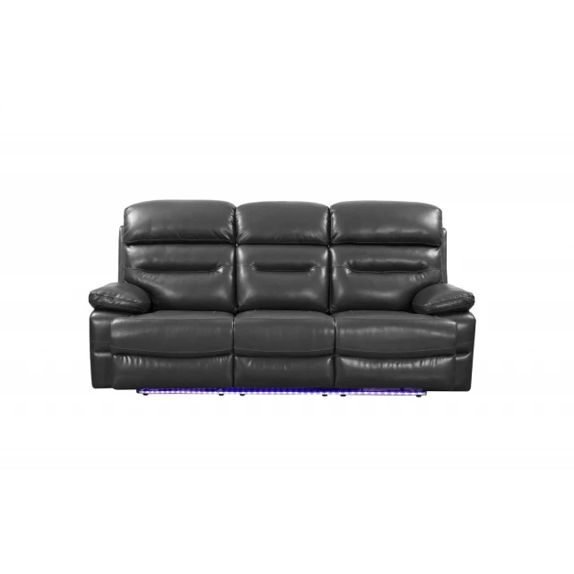 Gray black faux leather USB sofa with comfortable seating and modern design