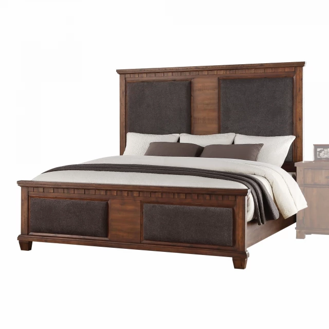 Eastern King Size Bed with Wood Frame and Upholstered Headboard and Footboard