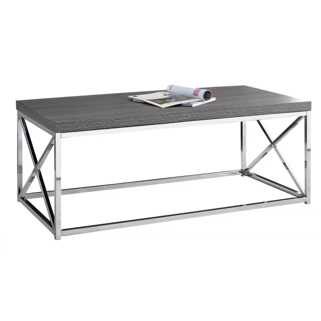 Gray silver iron coffee table with rectangle aluminium top and modern outdoor furniture design