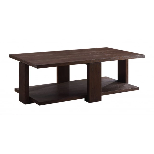 Manufactured wood rectangular coffee table with shelf for living room furniture