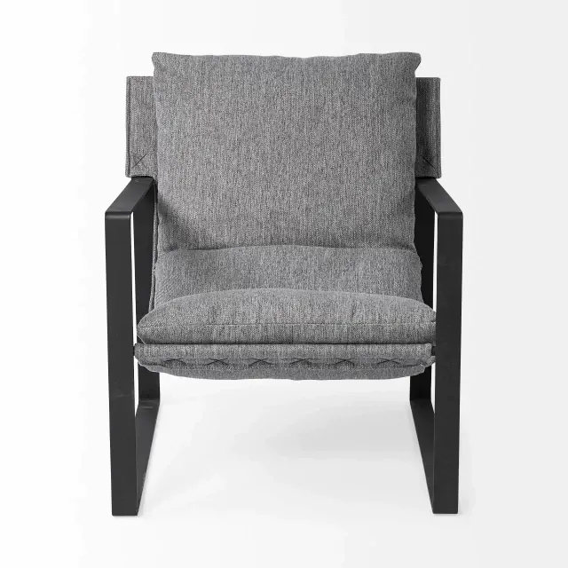 Stone Gray And Black Metal Sling Chair Stone Gray And Black Metal Sling Chair