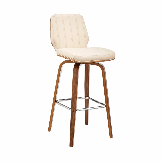 Wood swivel bar height chair with armrest made of natural material and plywood